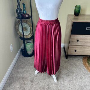 Burgundy Wine Pleated Skirt